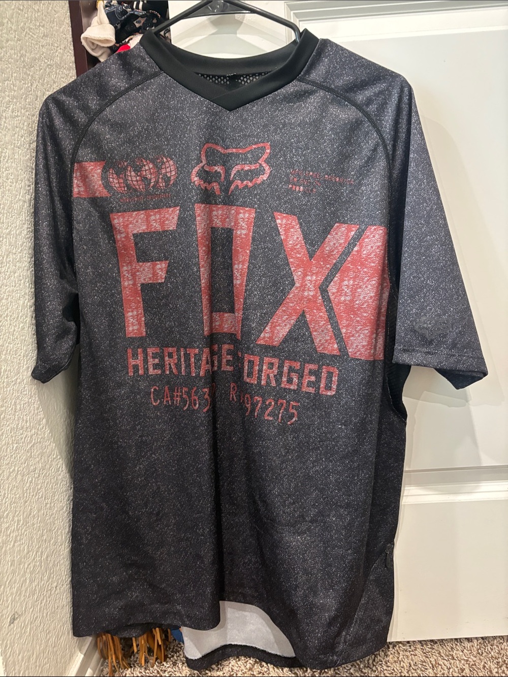 Fox Men’s Black Jersey with Red FOX Logo